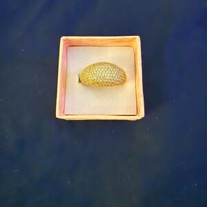 Intricate Gold Lattice Ring with Domed Profile